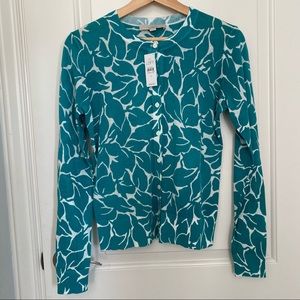 LOFT Blue and White Buttoned Cardigan